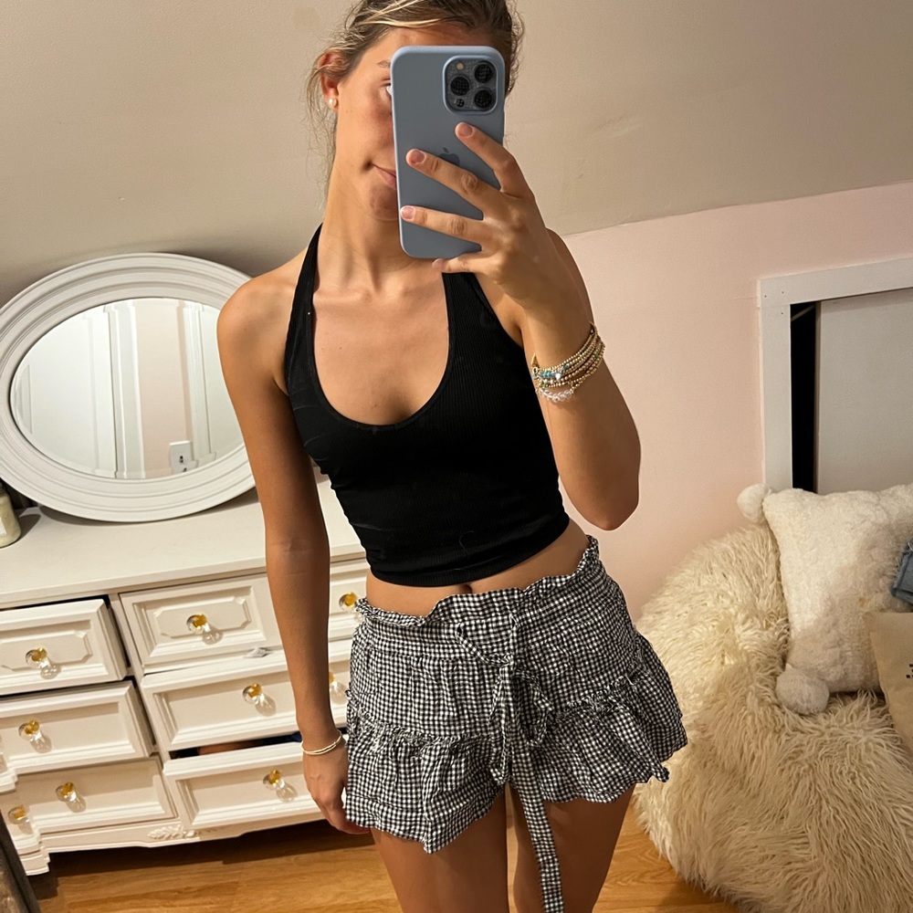 Black Gingham Shorts